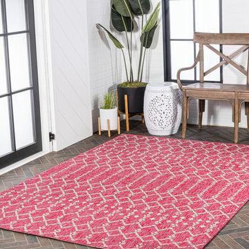 Ourika Moroccan Geometric Textured Weave Indoor/outdoor Rug